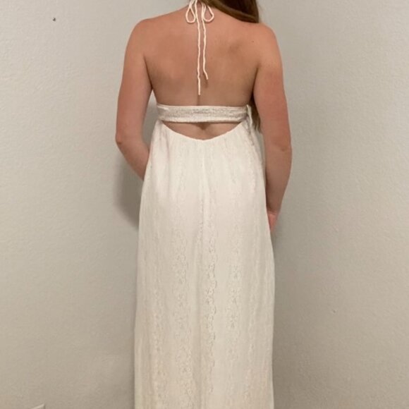 ZARA Lace Halter Maxi Dress - White - Picture 3 of 4